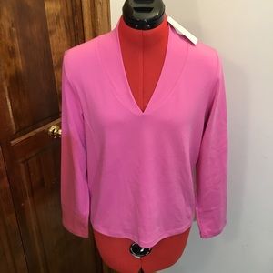 Liz Claiborne V neck blouse, size MP, NWT, cotton, stretch